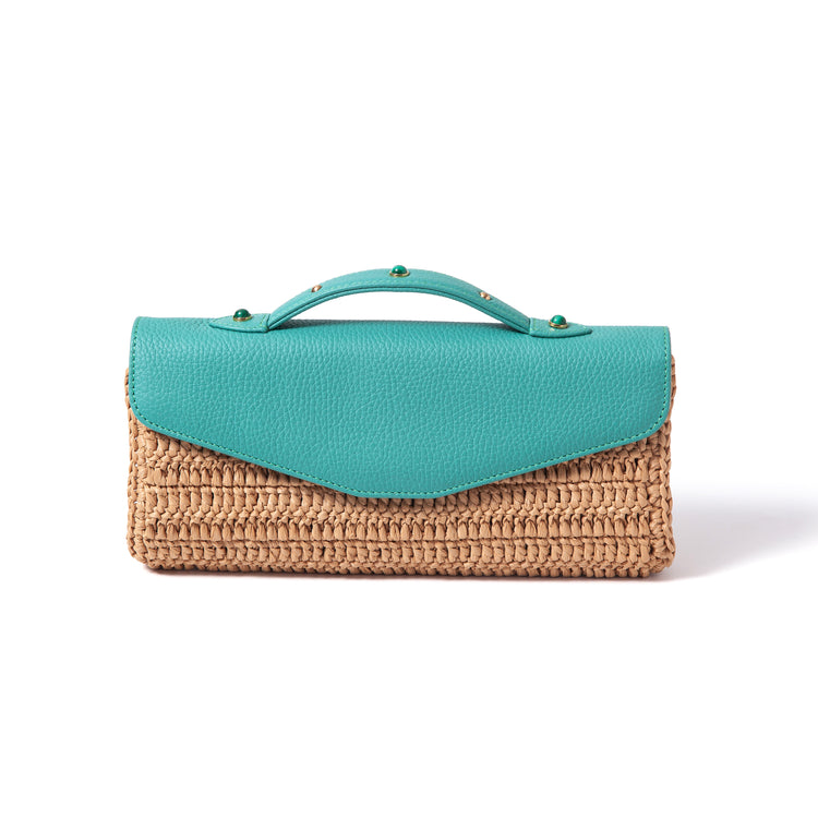 Gem-Set Raffia Envelope - Riviera Flair