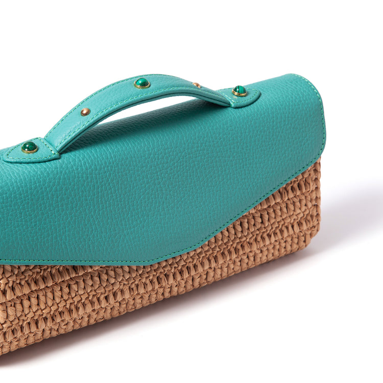 Gem-Set Raffia Envelope - Riviera Flair