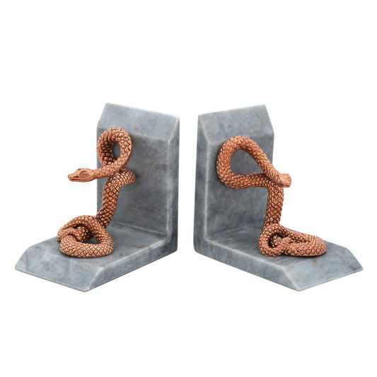“Serpent” Bronze Marble Bookend by Urart