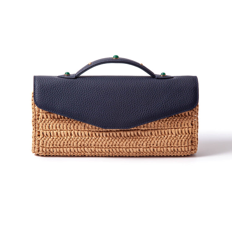 Gem-Set Raffia Envelope - Riviera Flair