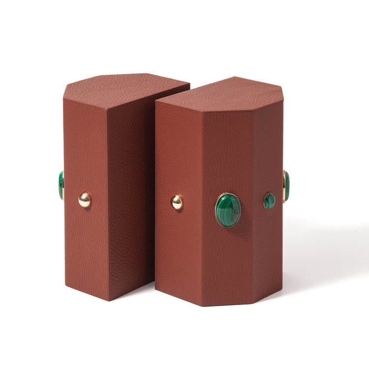 "Theo" Bibliothèque Bookends Jeweled by Madame Malachite