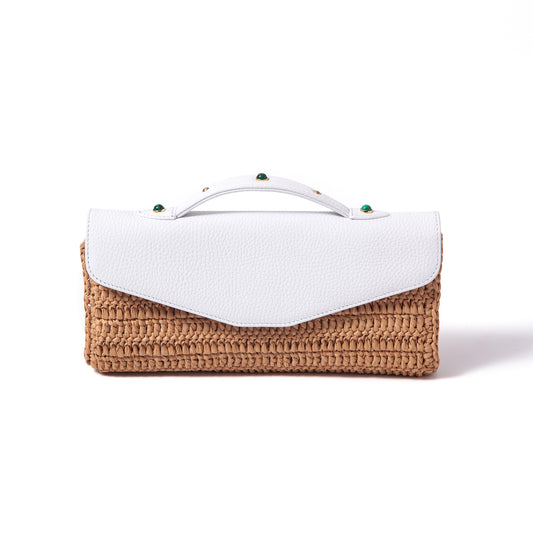 Gem-Set Raffia Envelope - Riviera Flair